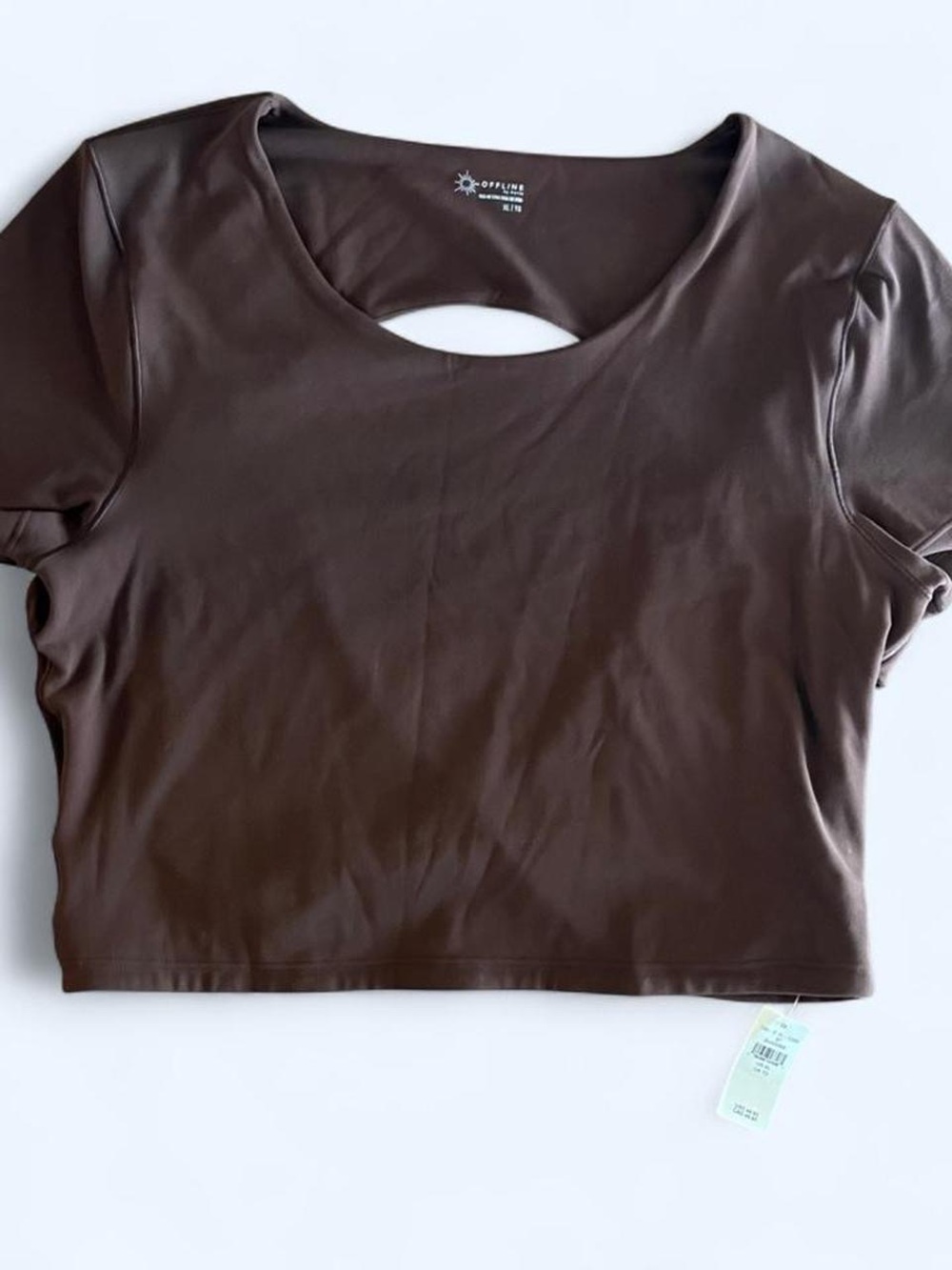 Offline by Aerie Brown Cutout Open Back Crop Top XL NWT Y2K Activewear